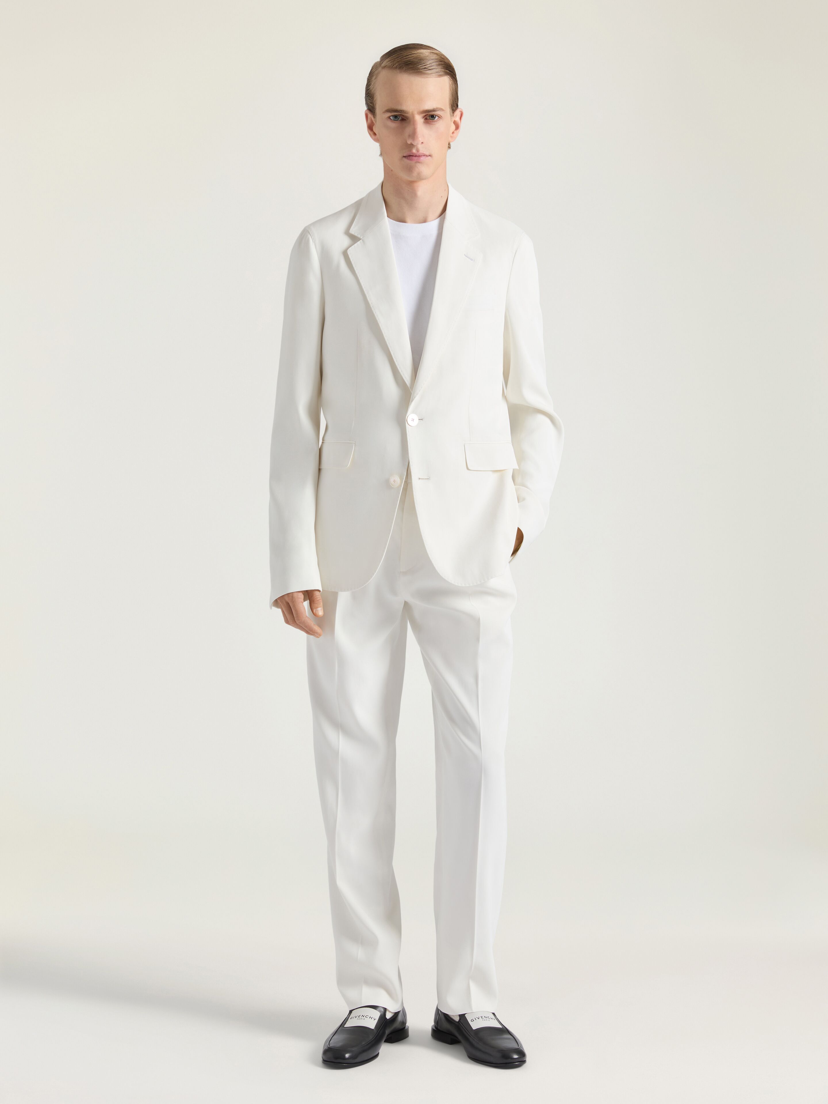 Veste destructurée simple boutonnage en coton mélangé